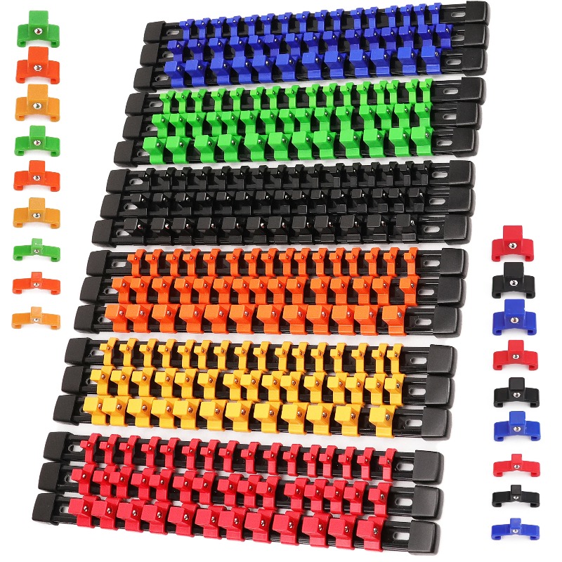 Drawer Slide Pair - ชุดจัดระเบียบซ็อกเก็ต 18 ชิ้น สำหรับลิ้นชักกล่องเครื่องมือ ถาดใส่ซ็อกเก็ต และรางยึดคลิป