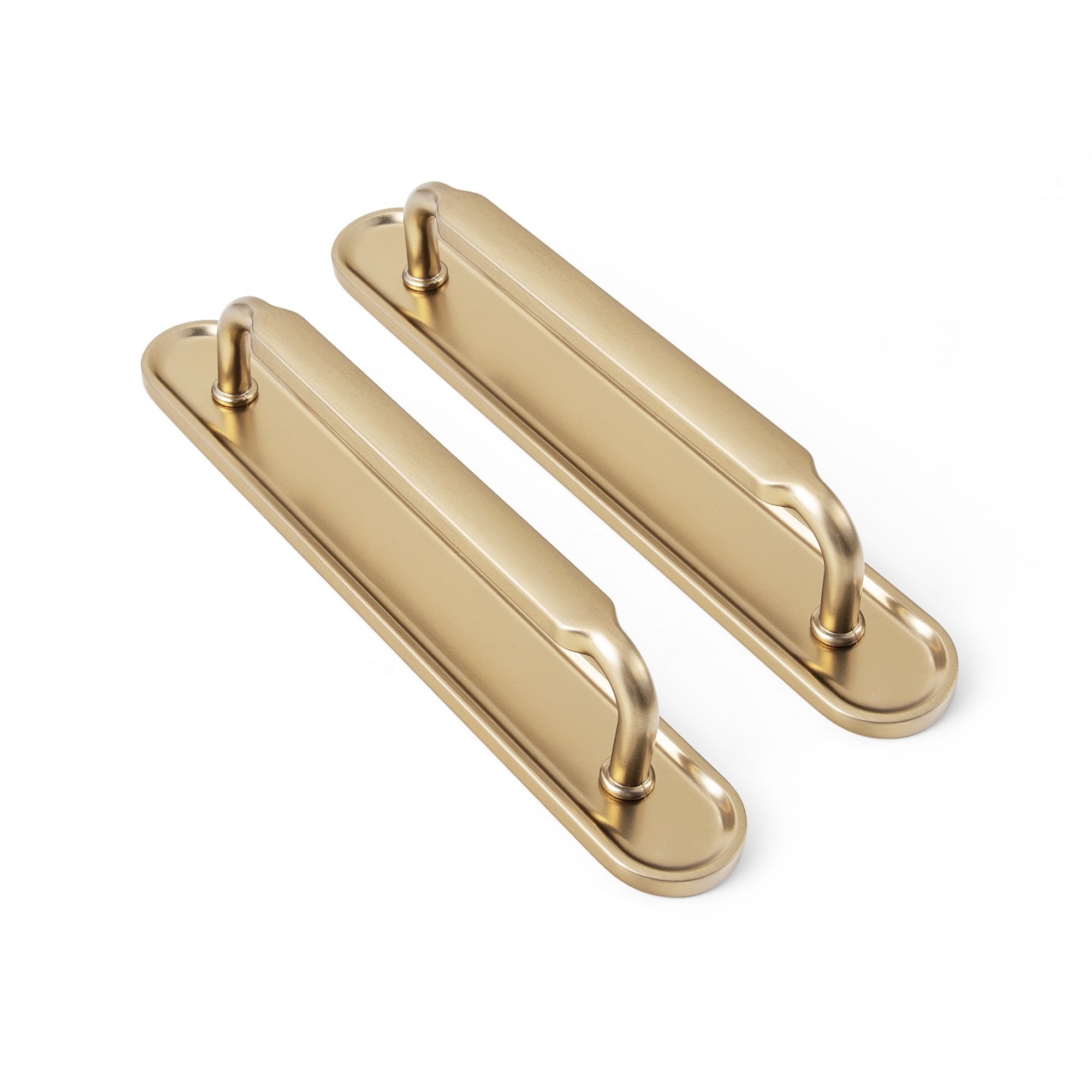 Furniture Hardware With Backplate - Goo-Ki ชุด 2 ชิ้น มือจับตู้ทองเหลืองโบราณ พร้อมแผ่นรองและตัวเว้นระยะ