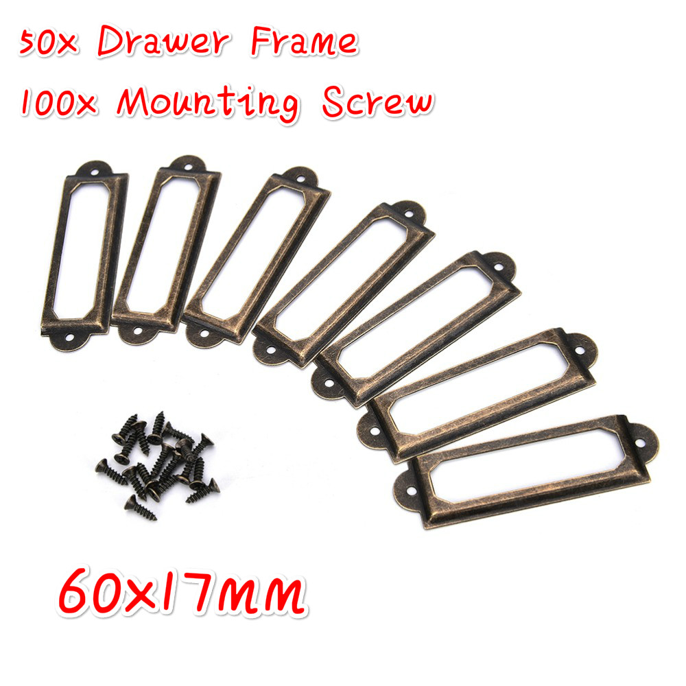 50Pcsโบราณทองเหลืองป้ายโลหะดึง - Furniture Hardware Names บทวิจารณ์และราคา