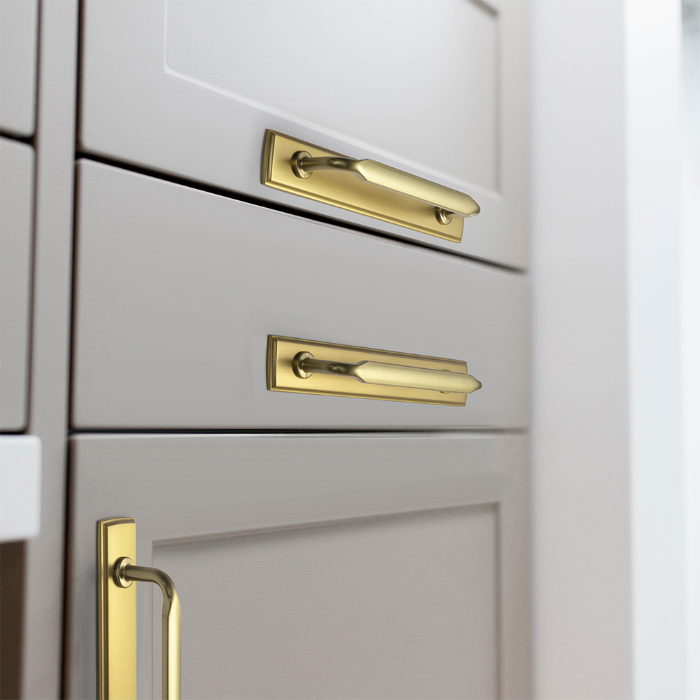มือจับตู้โลหะผสมสังกะสีสีทองขั - Furniture Hardware With Backplate บทวิจารณ์และราคา